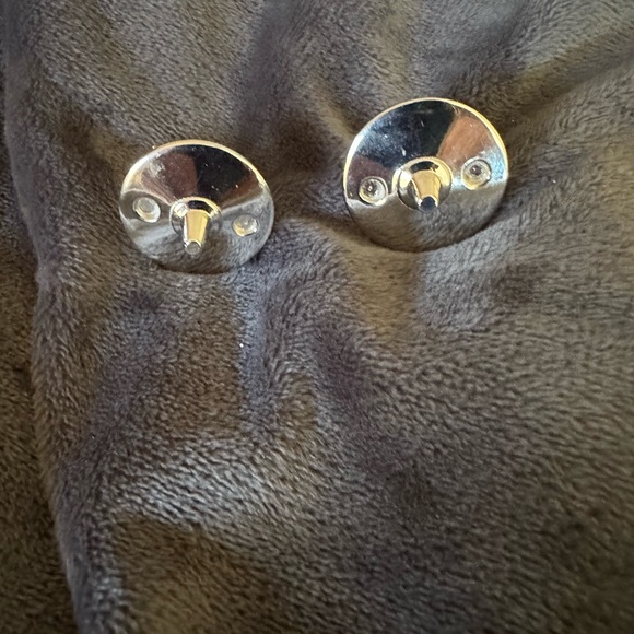 Foster cuff links silver tone shaped like ski pole ends - Picture 3 of 5